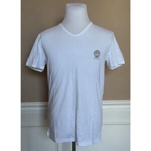 Versace Medusa Logo V-Neck Cotton Jersey White XL-2XL US (Versace 7) NIB $125